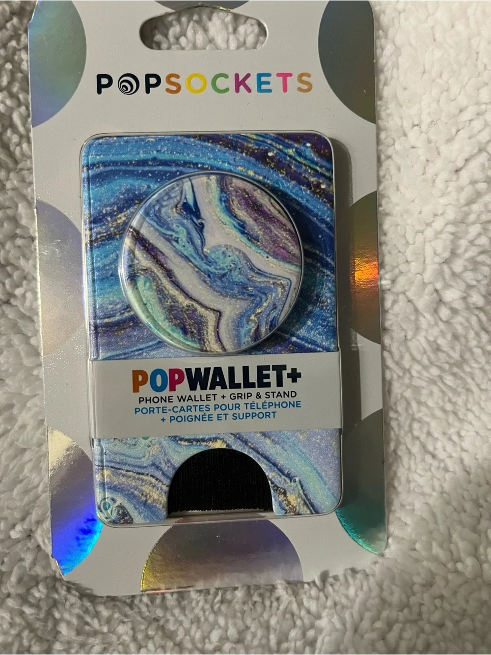 PopSocket PopWallet+ Marble Swirl Design in Blue and Purple